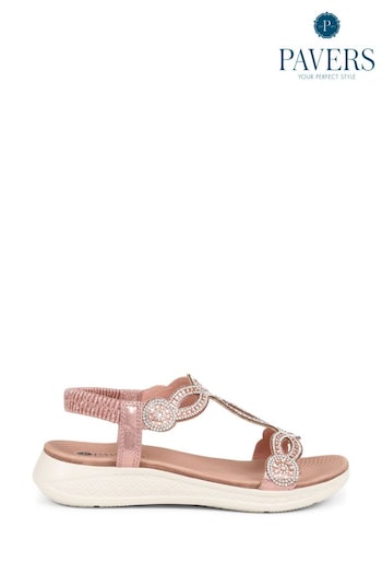 Pavers Pink Embellished Flatform Sandals (158052) | £35