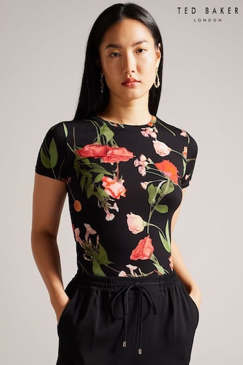 Ted Baker Black Treyya Printed Fitted T-Shirt (158121) | £45