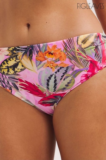 Figleaves Pink Multi Floral Fiji Ruched Side Bikini Bottoms (158156) | £20