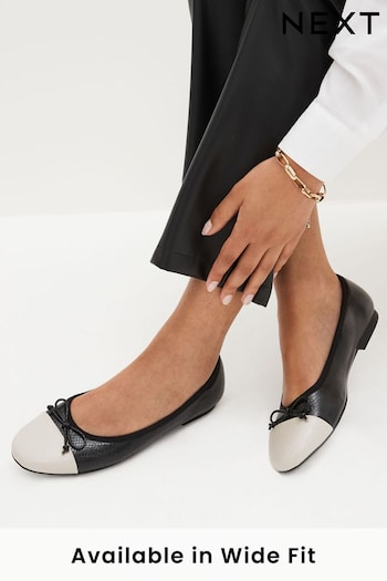 Black/White Toe Cap Regular/Wide Fit Forever Comfort® Ballerina Shoes (158445) | £22