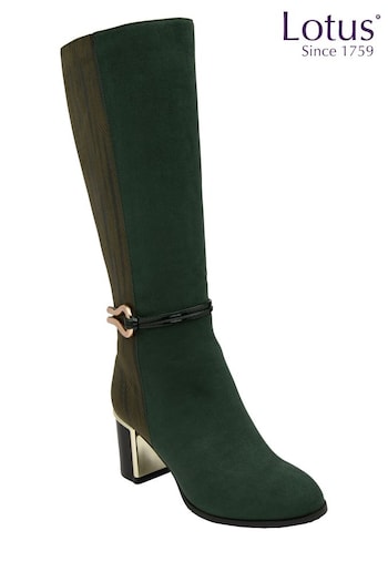 Lotus Green Heeled Knee High Vongo Boots (158483) | £75