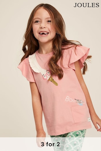 Joules Flutter Astra Pink Short Sleeve Artwork T-Shirt (158590) | £18.95 - £20.95