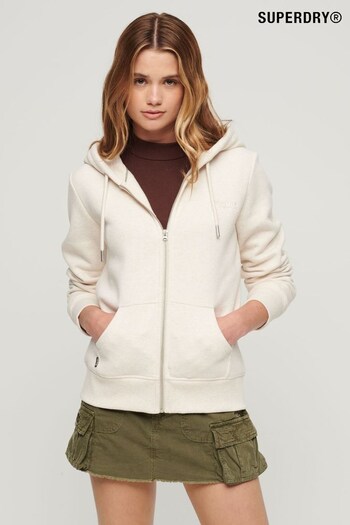 Superdry Cream Essential Logo Zip Hoodie (158688) | £55