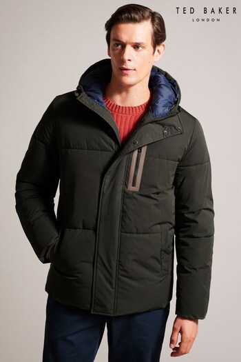 Ted Baker Green Kinmont Short Hooded Puffer Jacket (158980) | £225