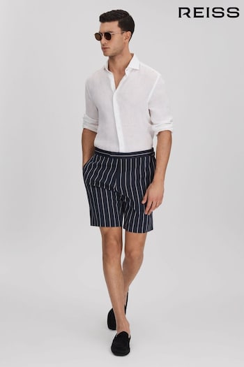 Reiss Navy/White Lake Striped Side Adjuster Shorts (159040) | £88