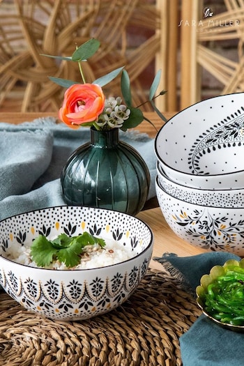 Sara Miller Artisanne Noir Set of 4 Rice Bowls (159133) | £45