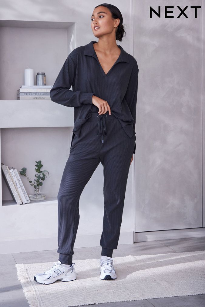 Charcoal Grey Ribbed Joggers (159208) | £22