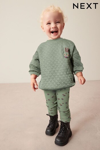 Green Quilted Sweat and Leggings Set (3mths-7yrs) (159329) | £16 - £20
