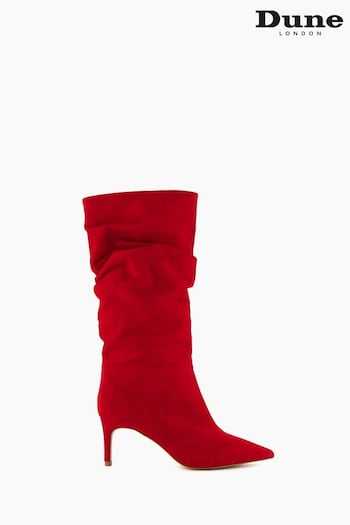Dune London Slouch Ruched Suede Heeled Boots (159387) | £170