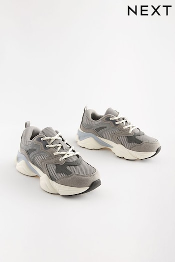 Grey Suede and Mesh Lace Trainers (159438) | £25 - £32