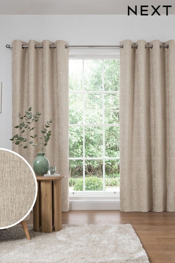 Natural Next Heavyweight Chenille Eyelet Lined Curtains (159806) | £60 - £185