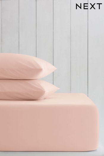 Dusky Blush Pink Cotton Rich Deep Fitted Sheet (159828) | £12 - £19