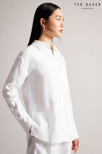 Ted Baker Dorahh Longline Linen White Shirt (159866) | £95