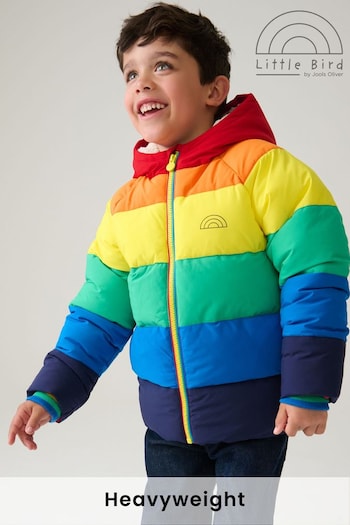 Little Bird by Jools Oliver Multi Bright Rainbow Stripe Shower Resistant Padded Coat (159891) | £48 - £52