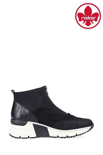 Rieker Ladies Short Black Zipper Boots (15Z358) | £62
