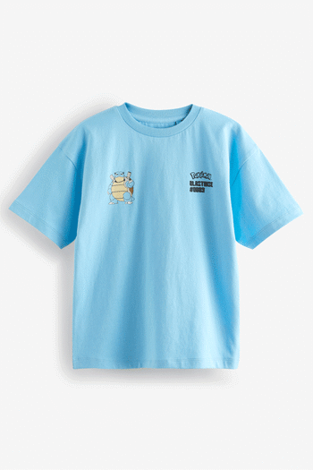 Blue Licensed Pokemon Back Print Short Sleeve T-Shirt (4-16yrs) (160035) | £11 - £14