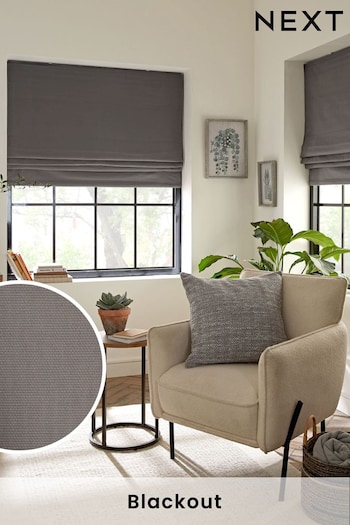 Charcoal Grey Ready Made Cotton Blackout Roman Blind (160052) | £40 - £95