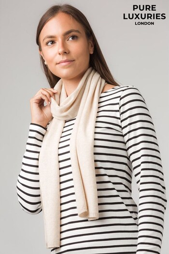 Pure Luxuries London Cream Oxford Cashmere Scarf (160094) | £50