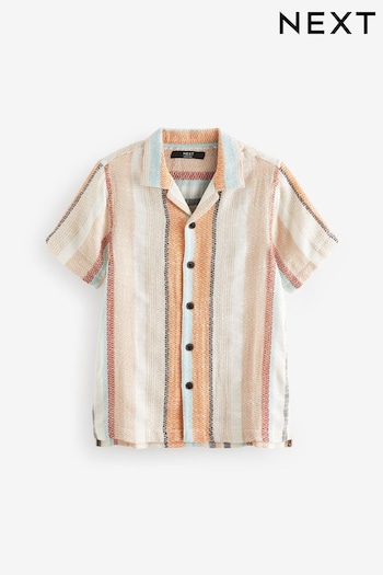 Multi Short Sleeves Textured Stripe Shirt (3-16yrs) (160454) | £12 - £17
