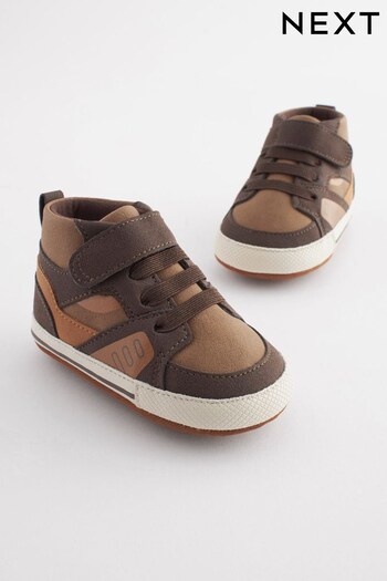Tan Brown High Top Baby Trainers (0-24mths) (160672) | £8.50
