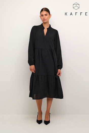Kaffe Dorte Knee Length Long Sleeve Black Dress (160789) | £90