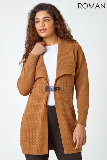 Roman Brown Collared Cable Knit Cardigan (161200) | £35