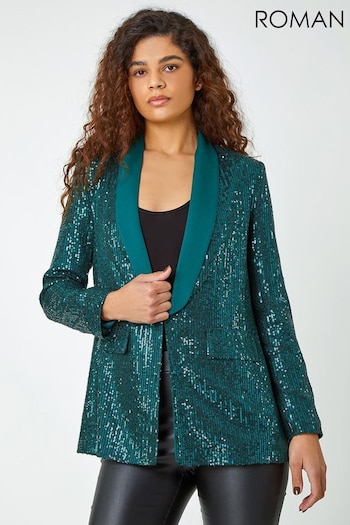 Roman Green Sequin Contrast Collar Blazer Jacket (161493) | £65