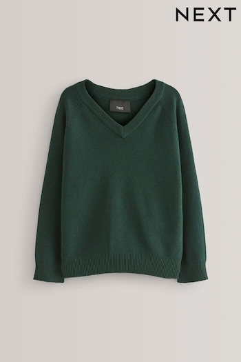 Green Knitted V-Neck School Jumper (3-18yrs) (161502) | £8.50 - £14