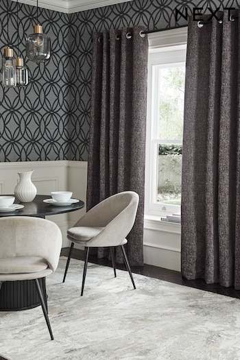 French Grey Atelier-lumieresShops Heavyweight Chenille Eyelet Lined Curtains (161540) | £60 - £175