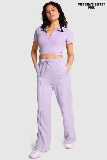 Victoria's Secret PINK Pastel Lilac Purple Fleece Wide Leg Joggers (161744) | £45