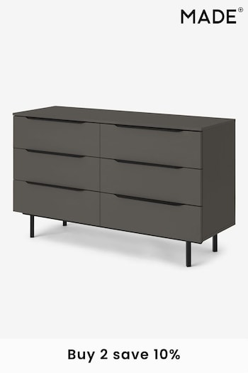 MADE.COM Graphite Grey Damien Walnut Effect Wide Chest of Drawers (161933) | £349