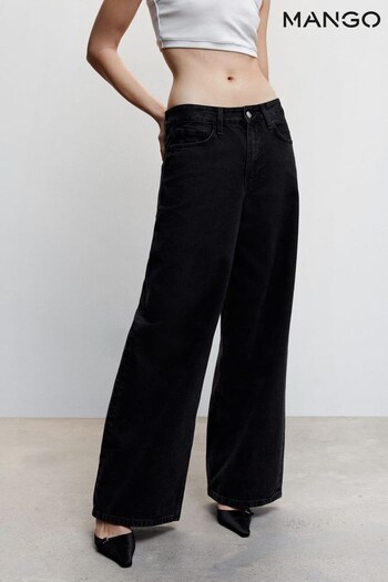 Mango Black Wideleg Mid-Rise Jeans (162204) | £60