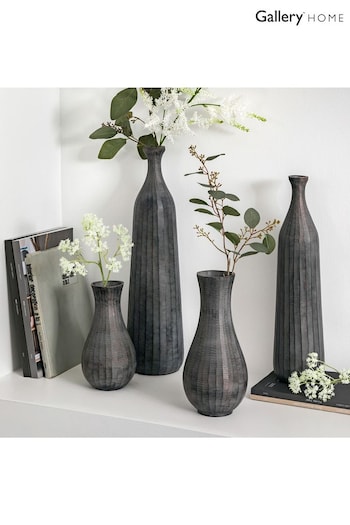 Gallery Home Grey Large Oakdale Fluted Vase (162360) | £46