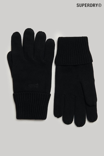 Superdry Black Knitted Logo Gloves (162389) | £18