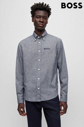 BOSS Blue Yarn Detail Long Sleeve Shirt (162402) | £119