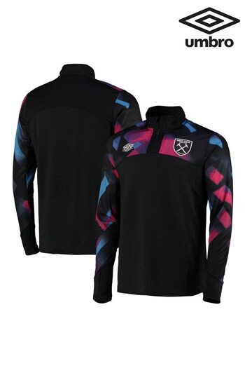 Umbro Black West Ham United Away Warm Up Half Zip T-Shirt (162683) | £65