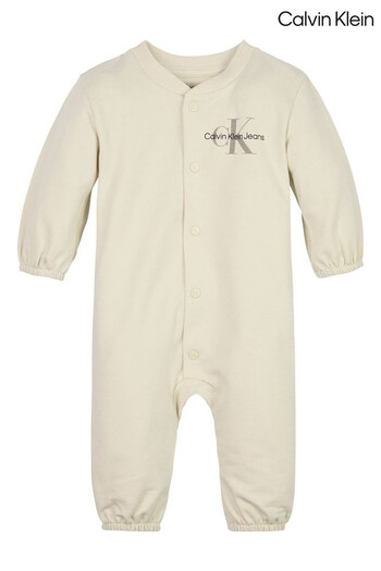 Calvin Klein Unisex Newborn Cream Monogram Bodysuit (162746) | £60