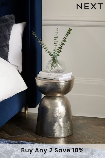 Silver Loxley Metal Bedside Table (162795) | £99
