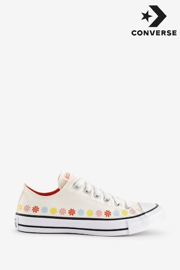 Converse White Flower Detail Chuck Ox Trainers (163056) | £65