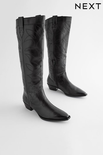Black Forever Comfort® Stitched Detail Western Boots (163287) | £90