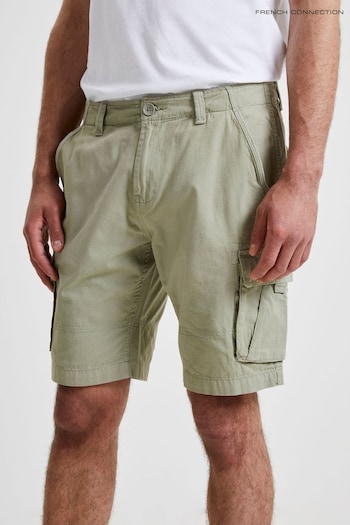 French Connection Green Shadow Garment Dye Cargo Shorts (163305) | £45
