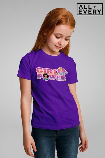 All + Every Purple Disney Princesses Girl Power Cinderella And Jasmine Kids T-Shirt (163323) | £18