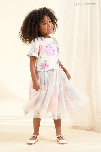 Angel & Rocket Cream Azalea Ballerina Print Dress (163330) | £38 - £46