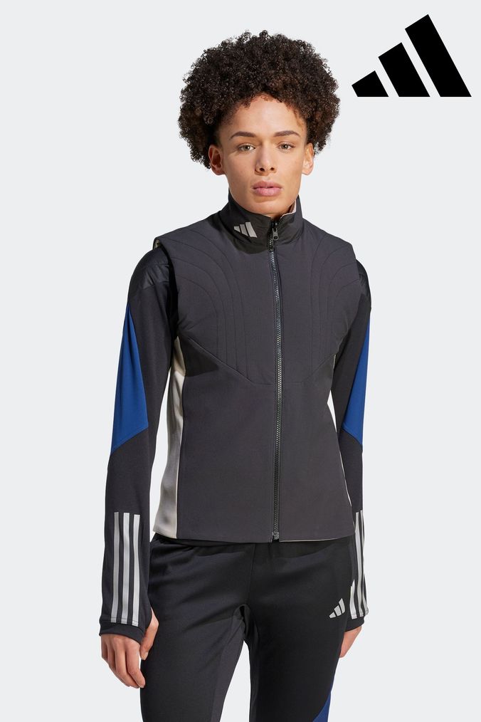 Adidas neo womens top patterned gilet black