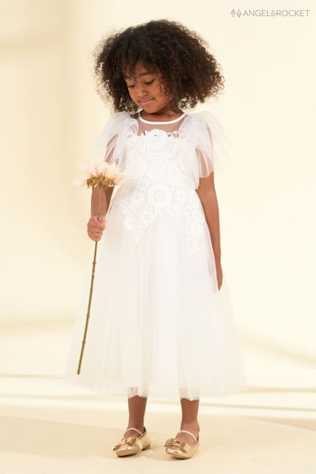 Angel & Rocket Anelise Cascade Lace White Dress (163793) | £67 - £77