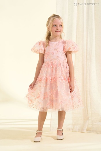 Angel & Rocket Pink Noemie Embroidered Dress (163794) | £63 - £71