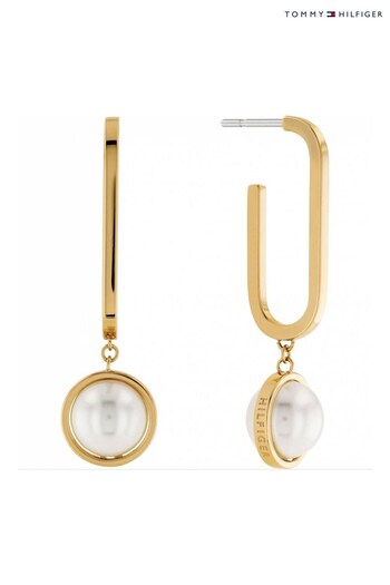Tommy Hilfiger Jewellery Ladies Gold Tone Orb Pearl ORB/PEARL Earrings (163809) | £79