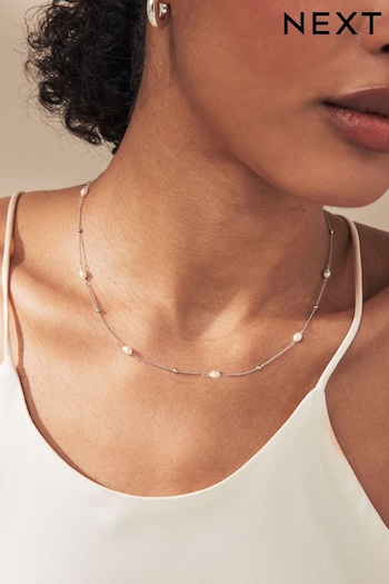 Sterling Silver Delicate Pearl Necklace (163893) | £22