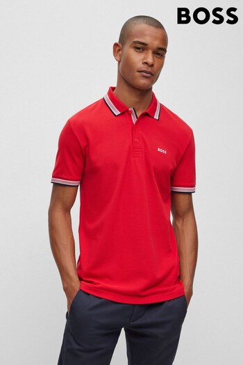 BOSS Red/Red Tipping Paddy Polo panelled Shirt (164084) | £89