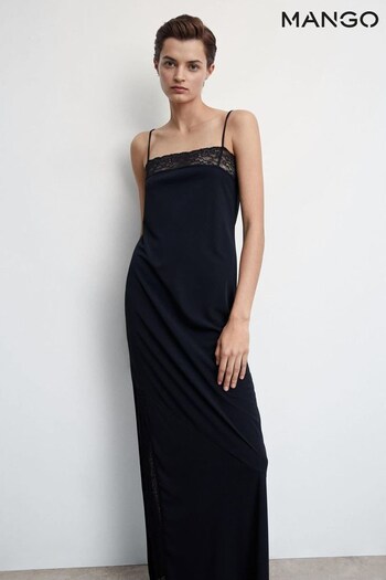 Mango Black Lace Detail Dress (164146) | £46